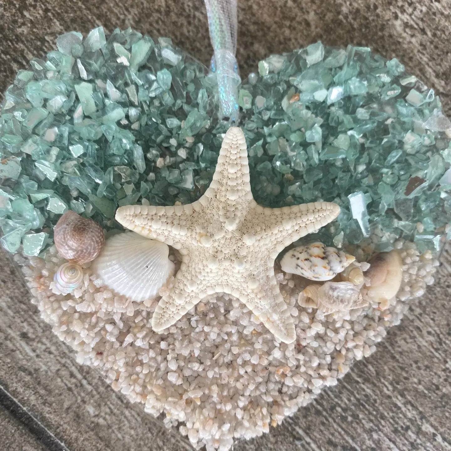Sea Dreams Coastal Art - Coastal Heart Starfish Suncatcher/Ornament