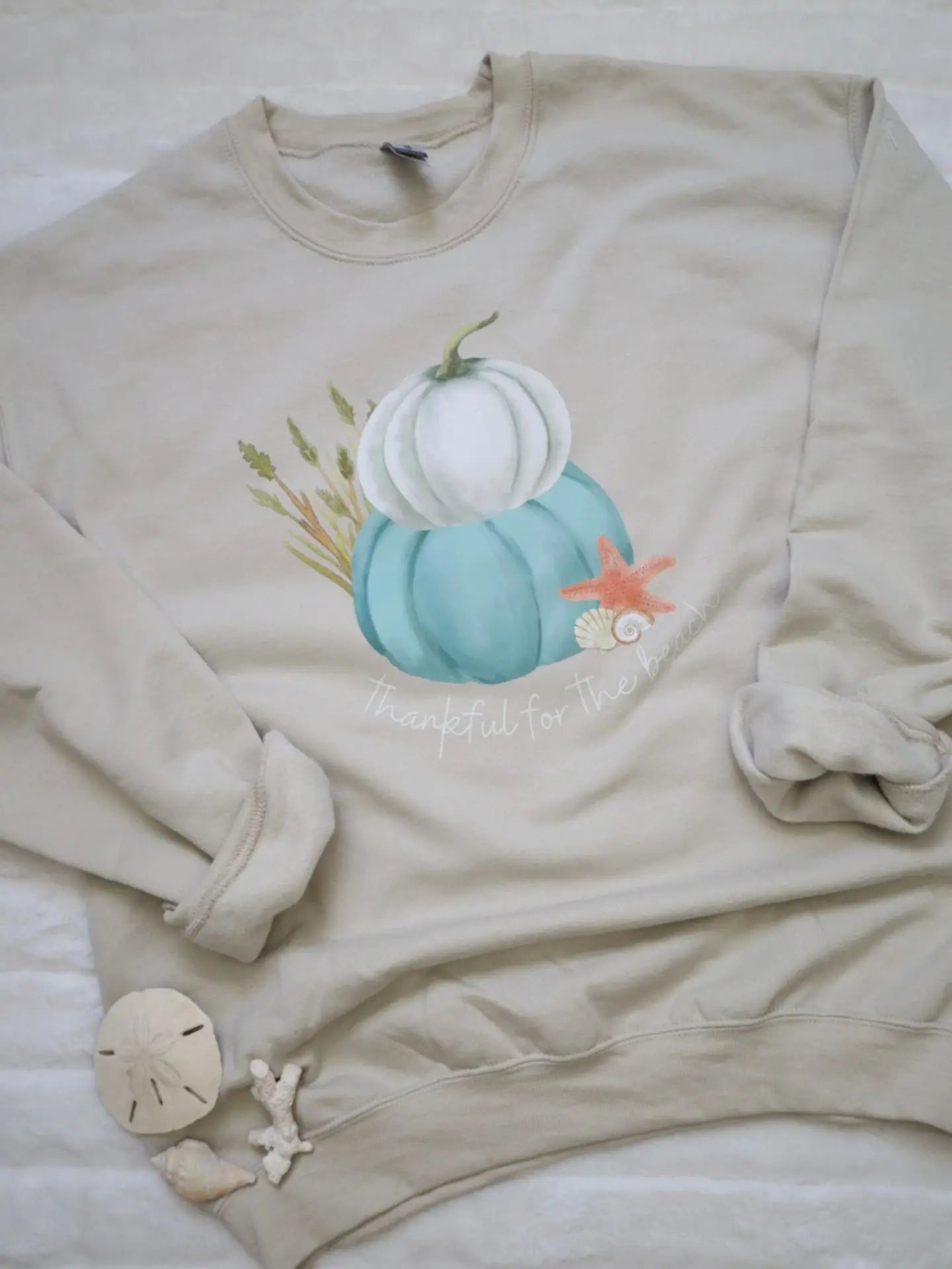 Thankful For the Beach Sweatshirt - Tan