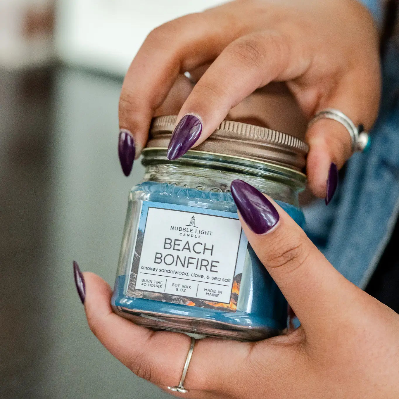 Nubble Light Candle - Beach Bonfire 8oz. Scented Soy Candle