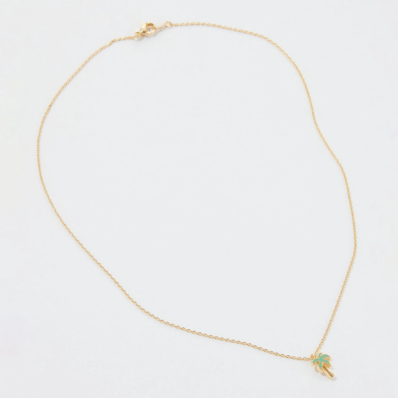 Gold Palm Tree Pendant Necklace