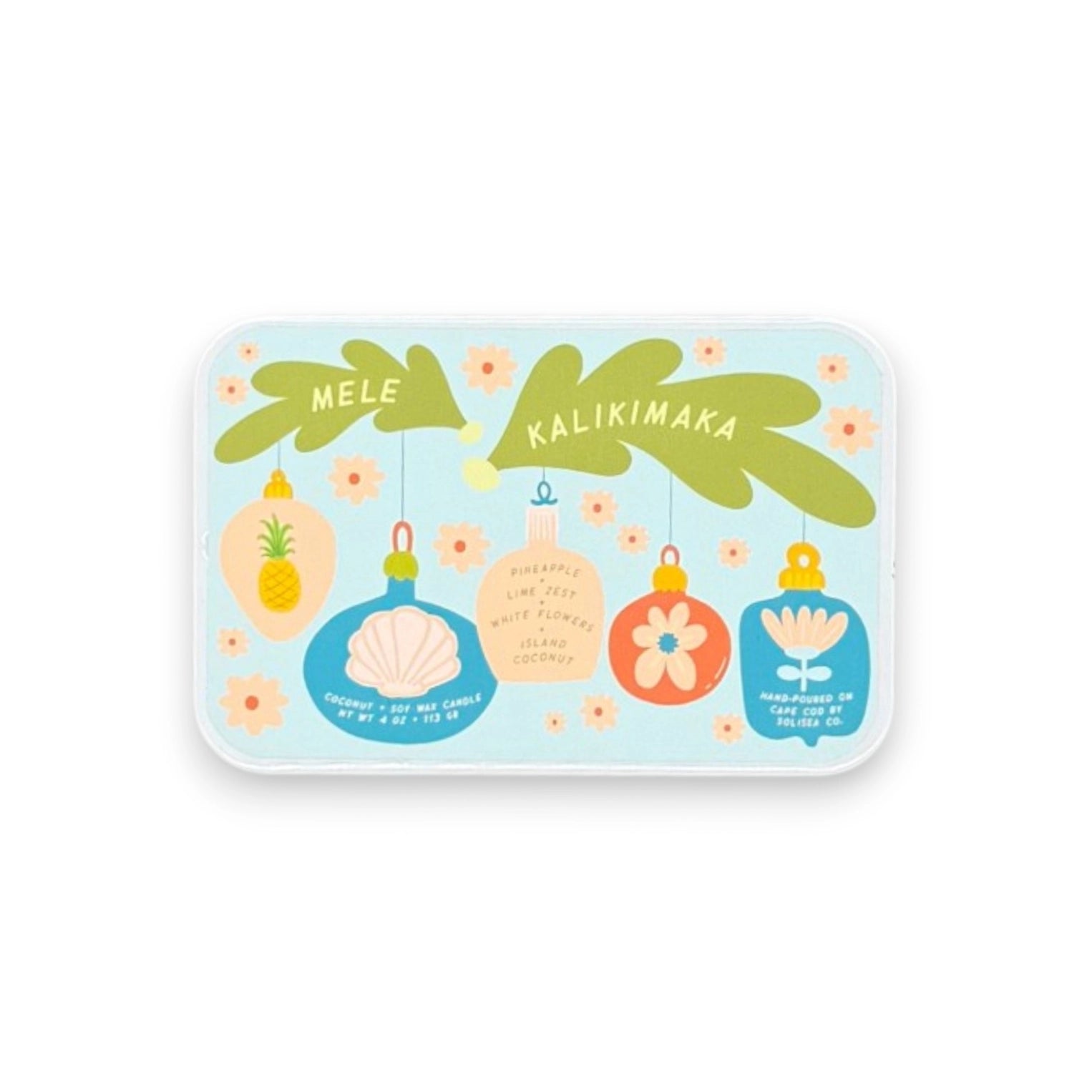 Solisea - Mele Kalikimaka Christmas Holiday Travel Tin Candle, Coconut + Zest
