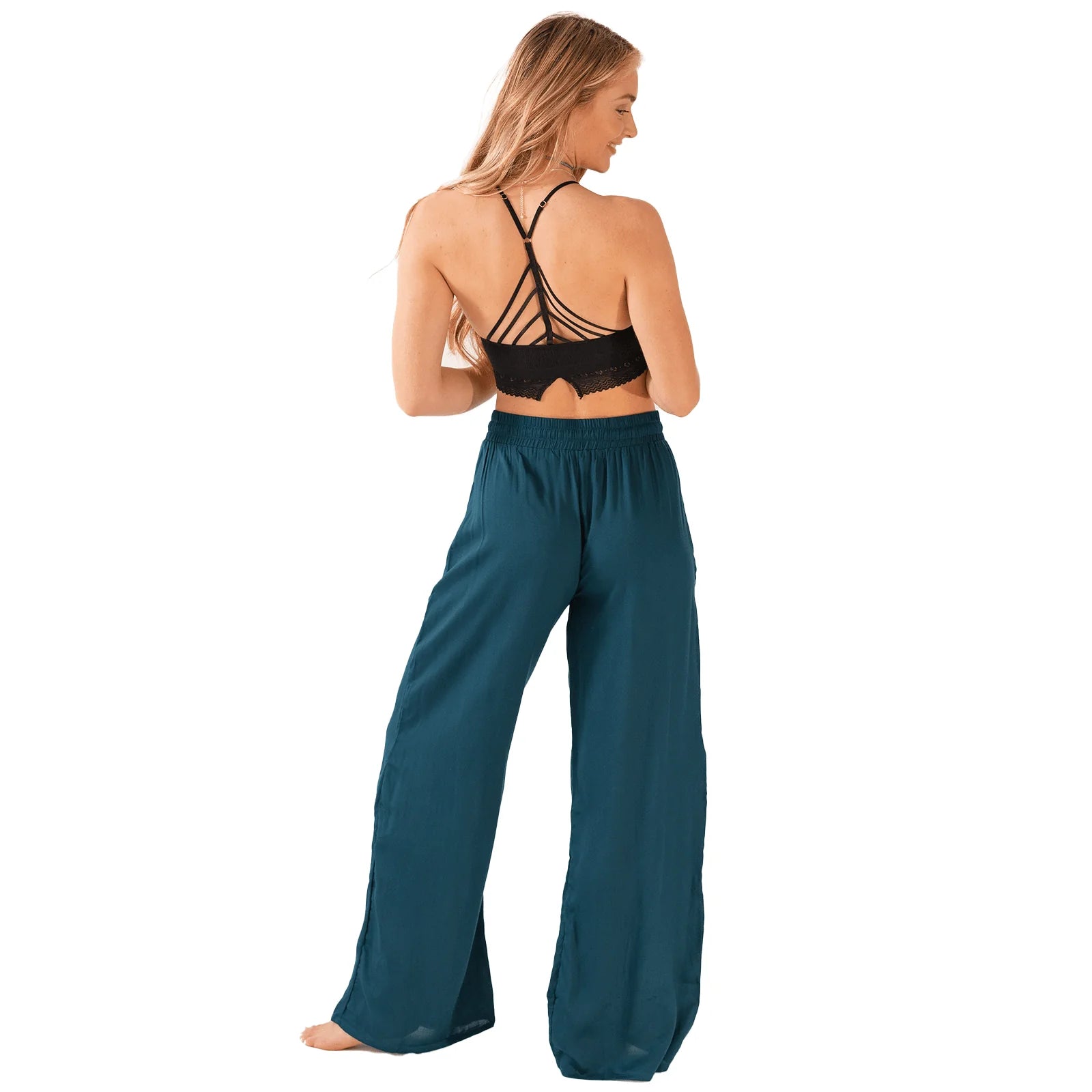 Lotus and Luna - Deep Teal Wide Leg Drawstring Pants (Add-On)