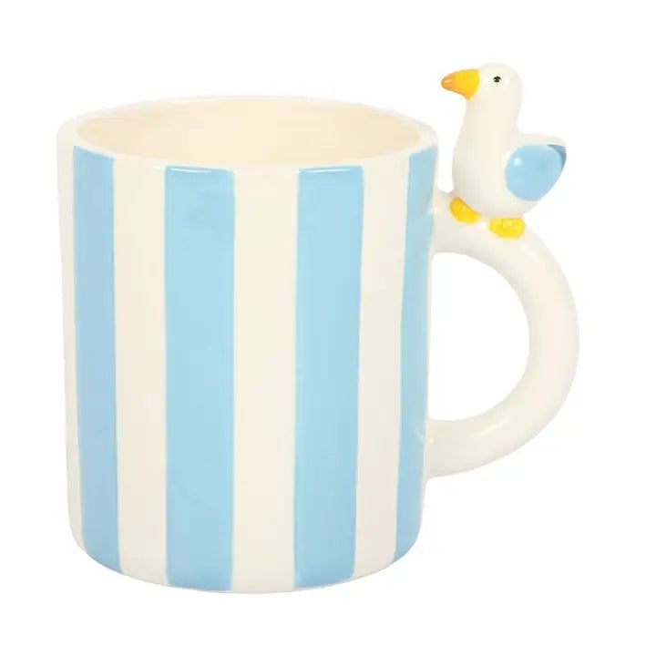 Somethng DIfferent - Striped Mug with Seagull