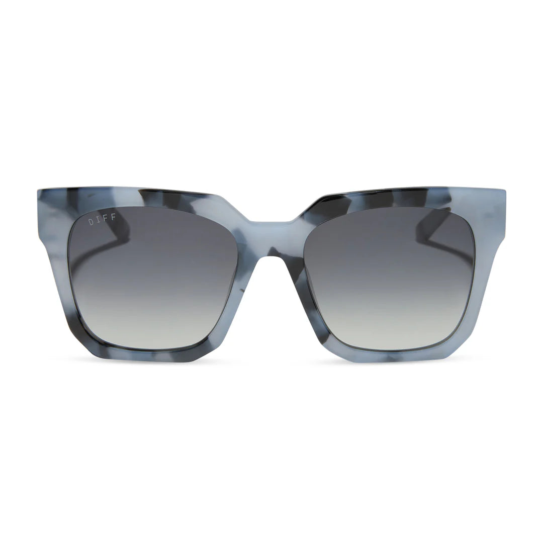 Diff Eyewear - Ariana Sunglasses - Retro Blue Tortoise + Grey Gradient