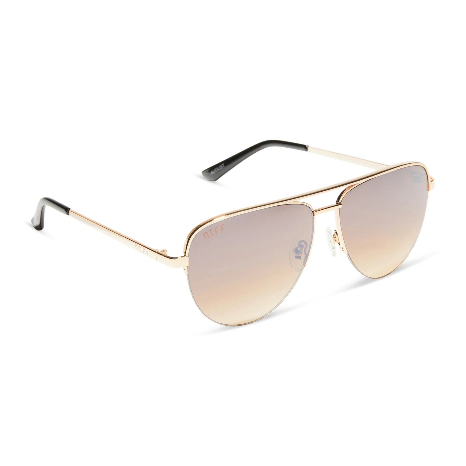Diff Eyewear - August - Gold Taupe Rose Mirror Sunglasses (Add-On)