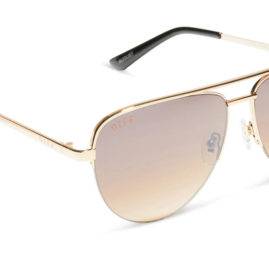 Diff Eyewear - August - Gold Taupe Rose Mirror Sunglasses (Add-On)