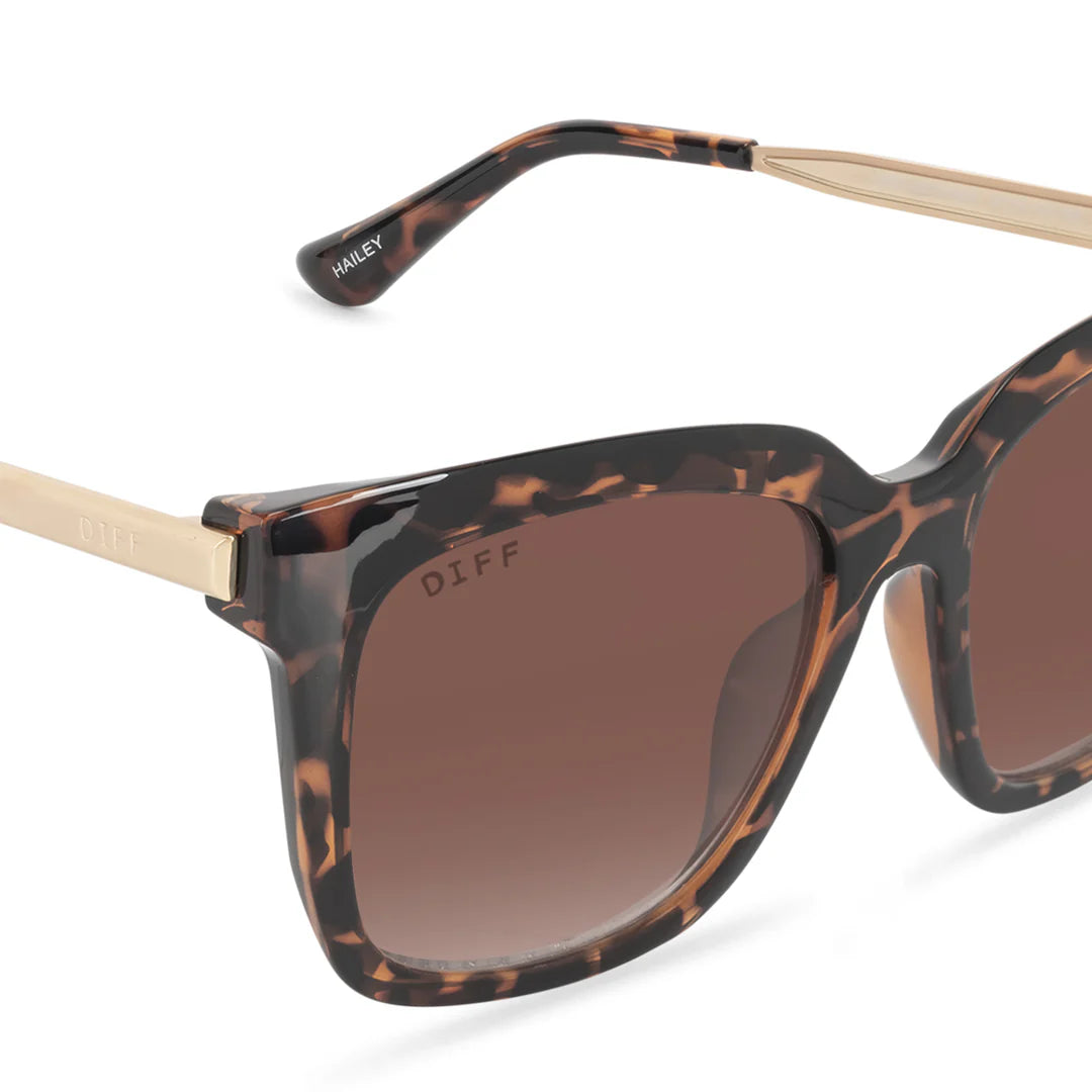 Diff Eyewear - Hailey Sunglasses - Dark Tortoise Brown Gradient