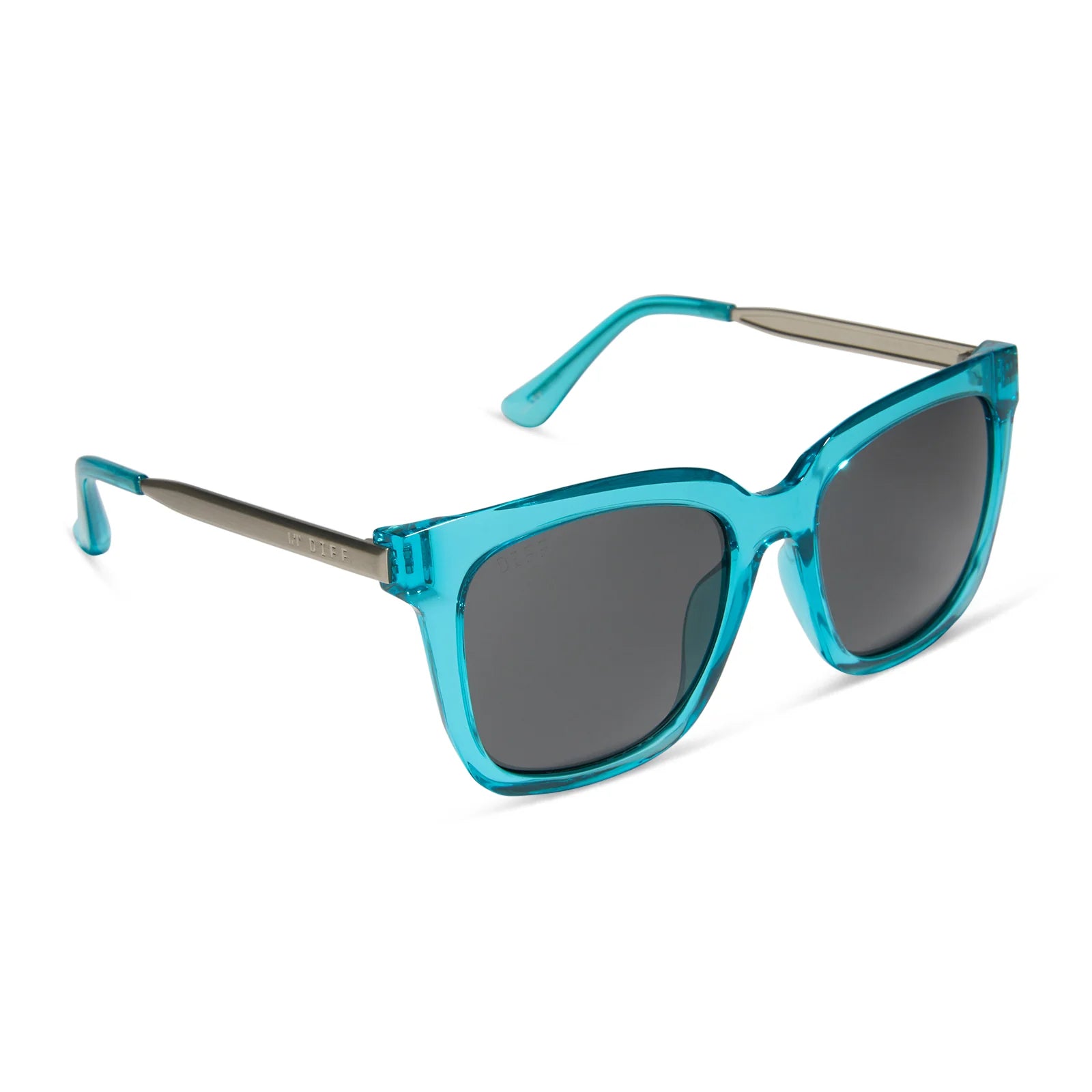 Diff Eyewear - Hailey Sunglasses - Turquoise Crystal + Grey (Add-On)