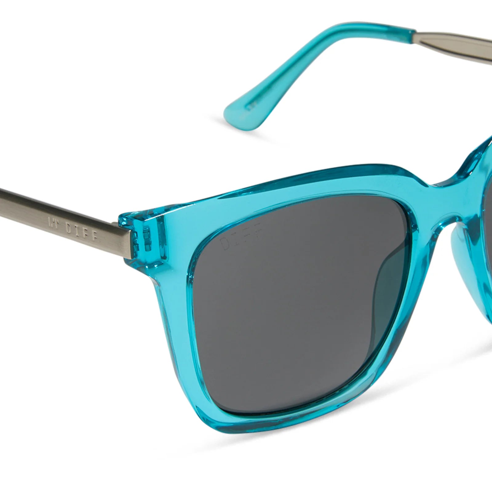 Diff Eyewear - Hailey Sunglasses - Turquoise Crystal + Grey (Add-On)