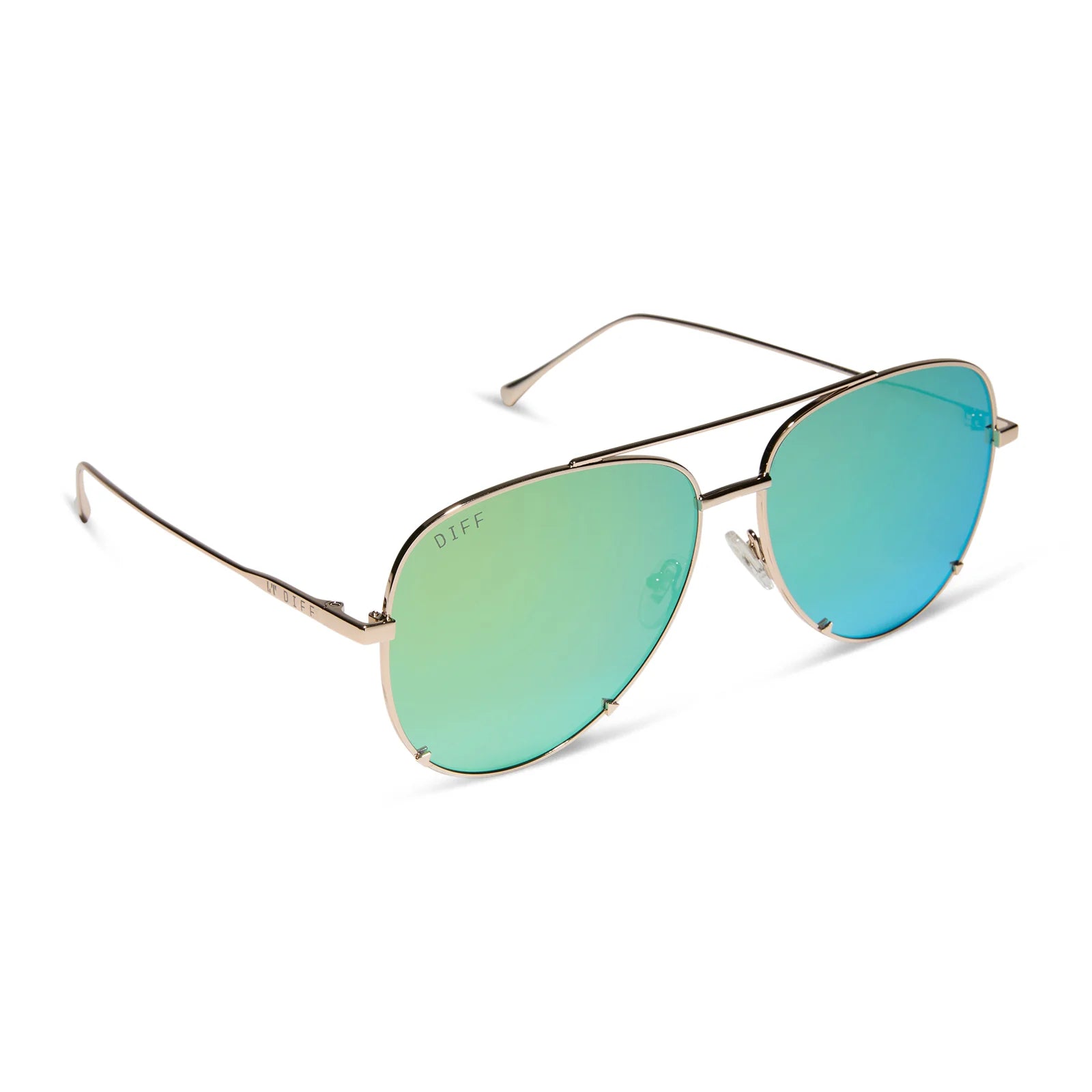Diff Eyewear Scarlett Gold Turquoise Ice Mirror Sunglasses (Add-On