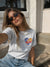 Here Comes the Sun Embroidered Tee - Grey
