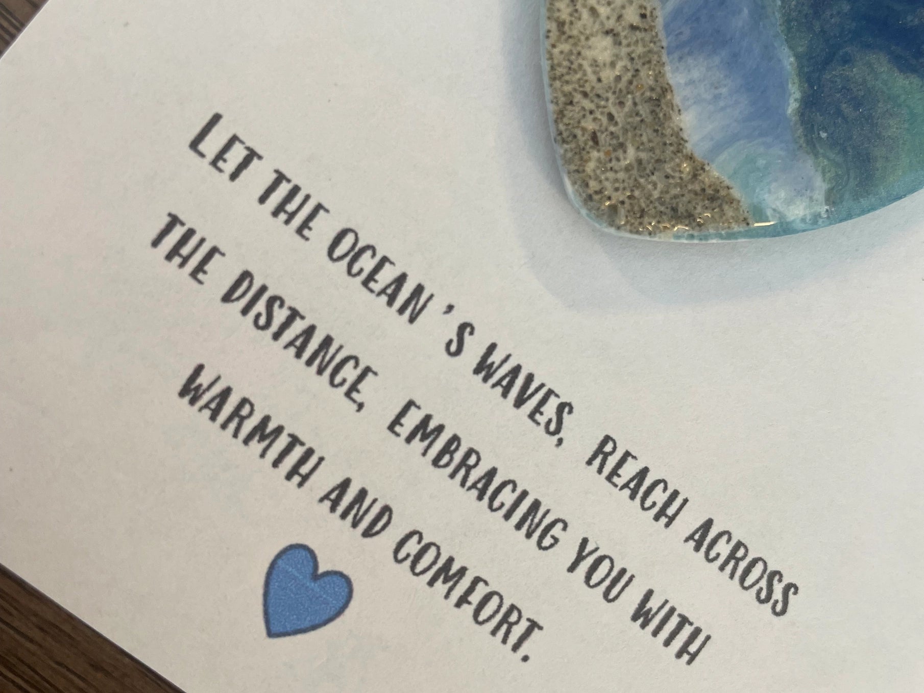 Flow Art Studios - Ocean Pocket Hug Card w/ Sand and Resin Heart