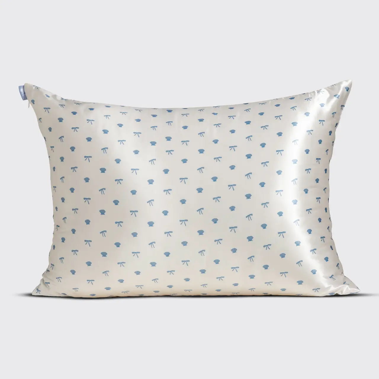 Kitsch - Standard Satin Pillowcase - Pearlized Cream & Coastal Blue Print