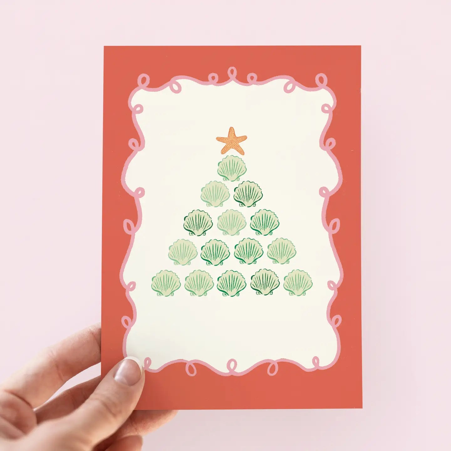 The Shelley Society - Seashell Christmas Tree Beach Coastal Holiday Greeting Card