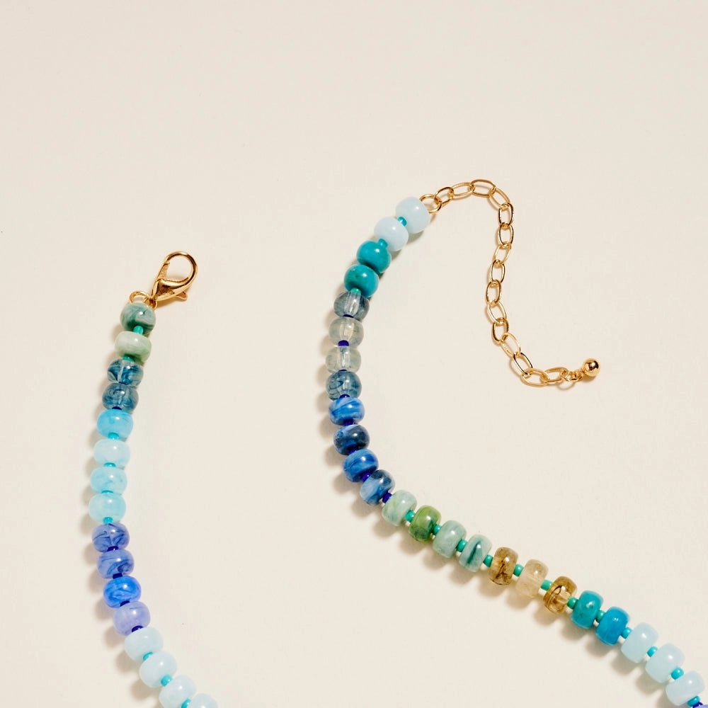 Designature New York - 17 in Ombre Beaded Ceramic Shell Pendant Necklace - Blue