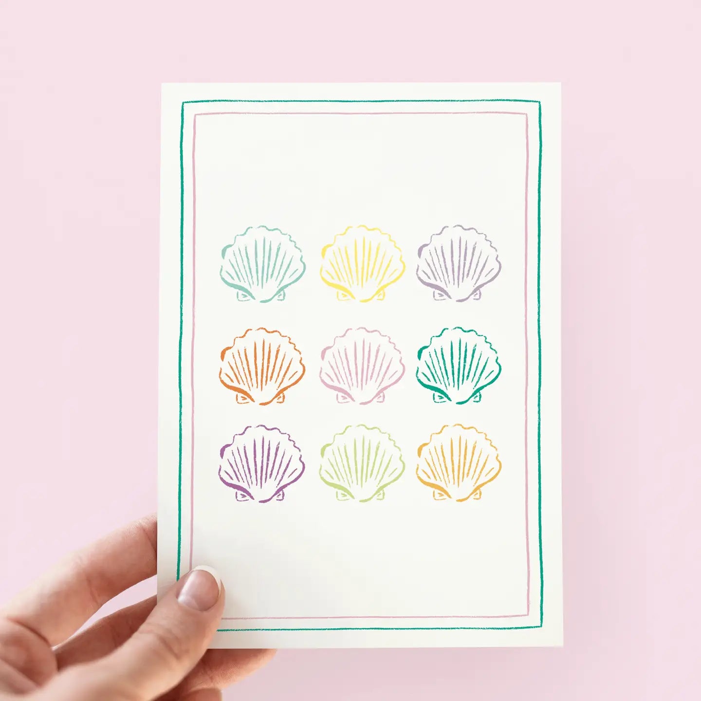 The Shelley Society - Seashell Square Colorful Beach Coastal Greeting Card
