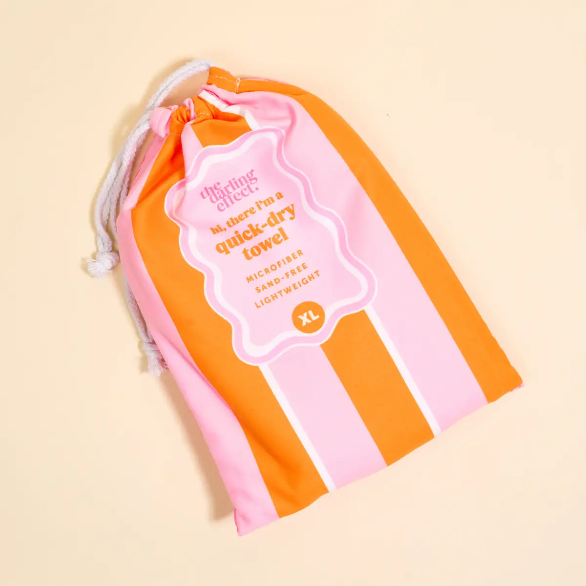 The Darling Effect - XL Quick-Dry Beach Towel-Sicily Stripes Pink