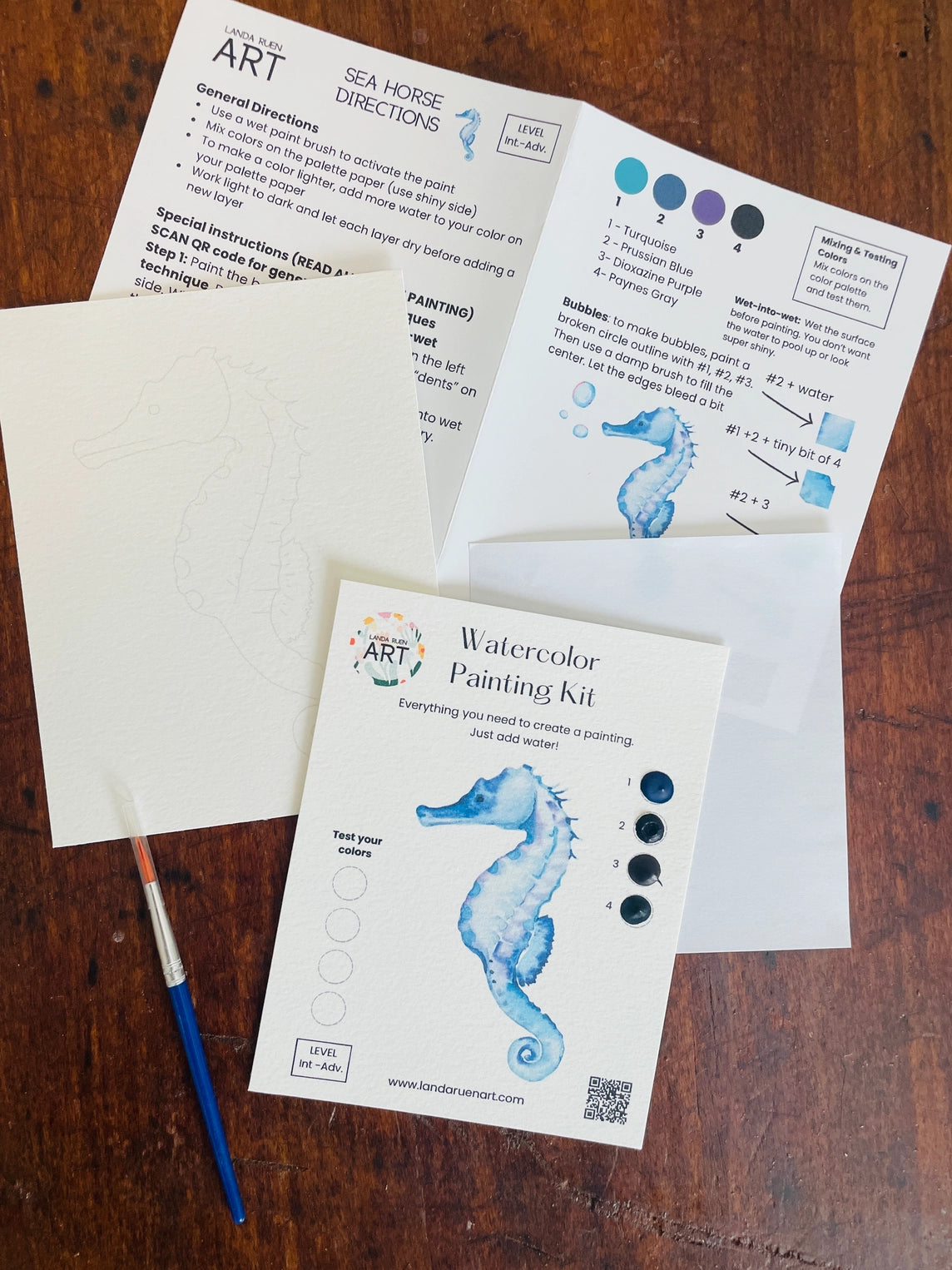 Landa Ruen Art - Seahorse Watercolor Kit