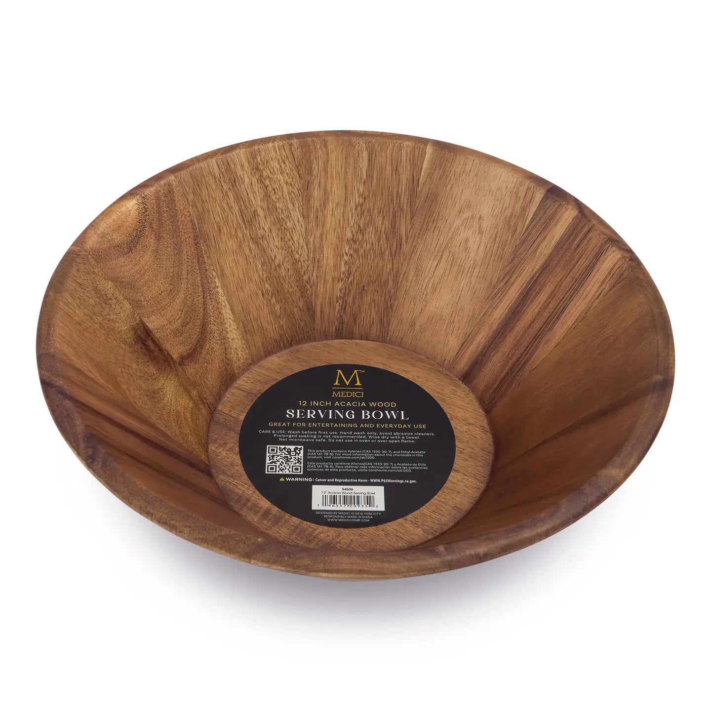 12" Acacia Wood Serving Bowl