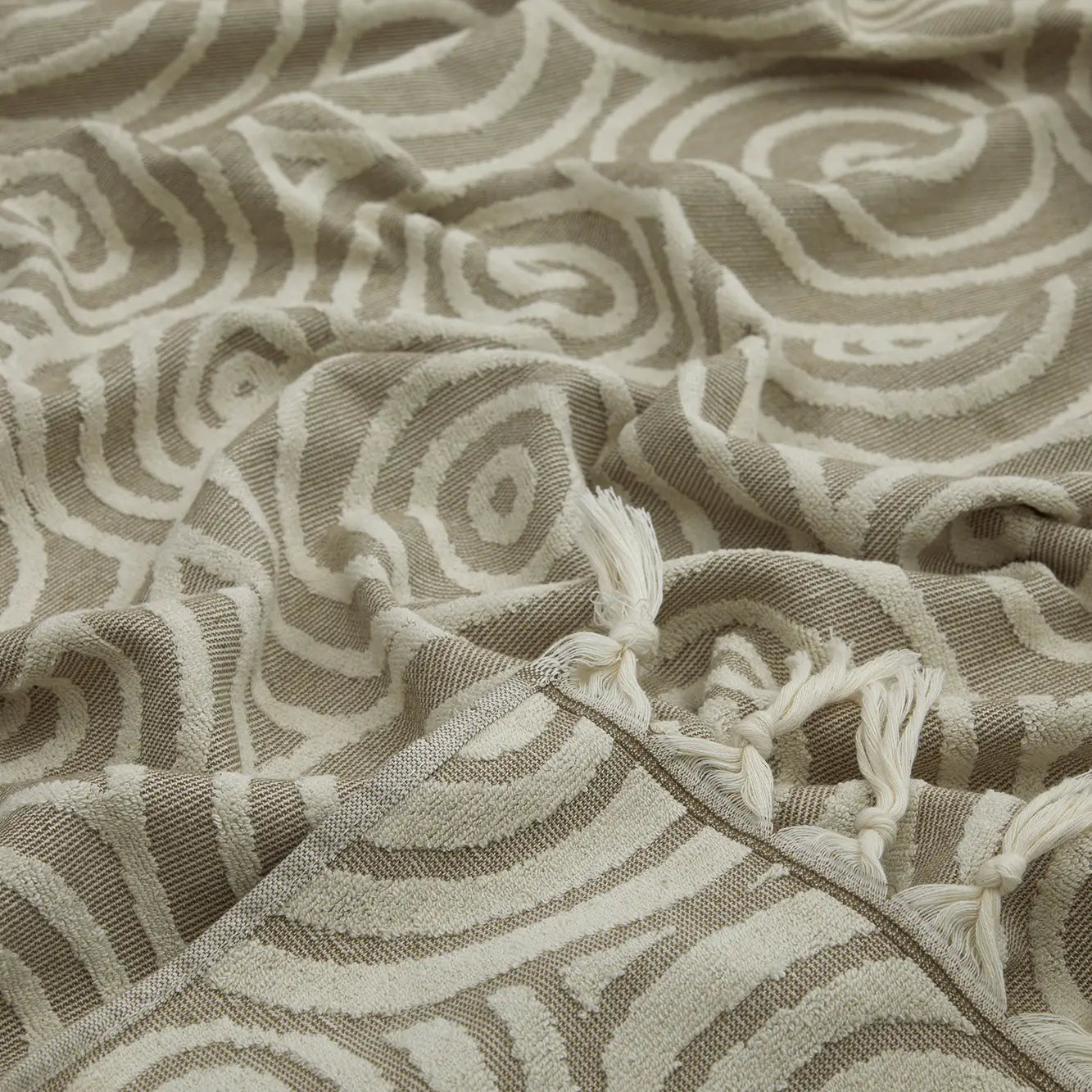 Kikoya - Circles Terry Towels 36x66 in Turkish Cotton Bath Beach Pool - Brown (Add-On)
