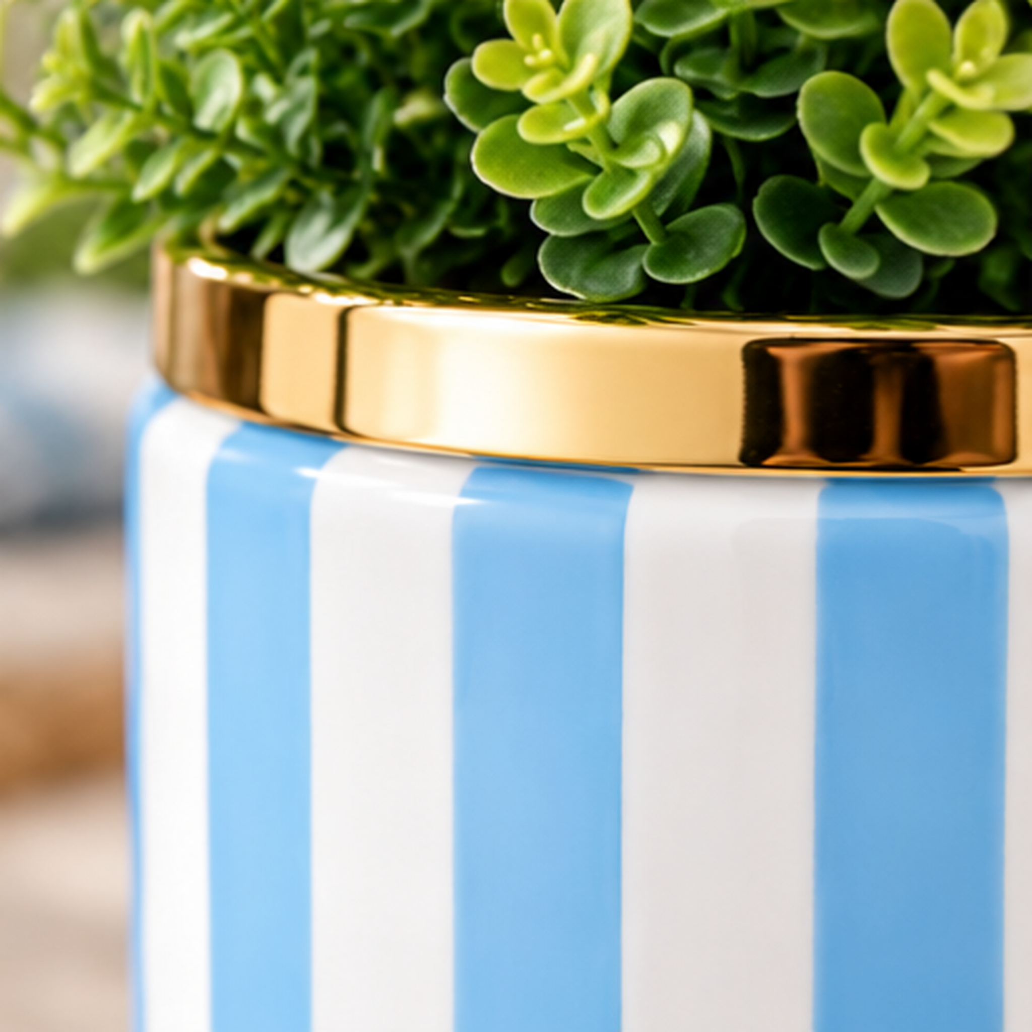 Phantom - Seaside Stripes Faux Greenery Planter