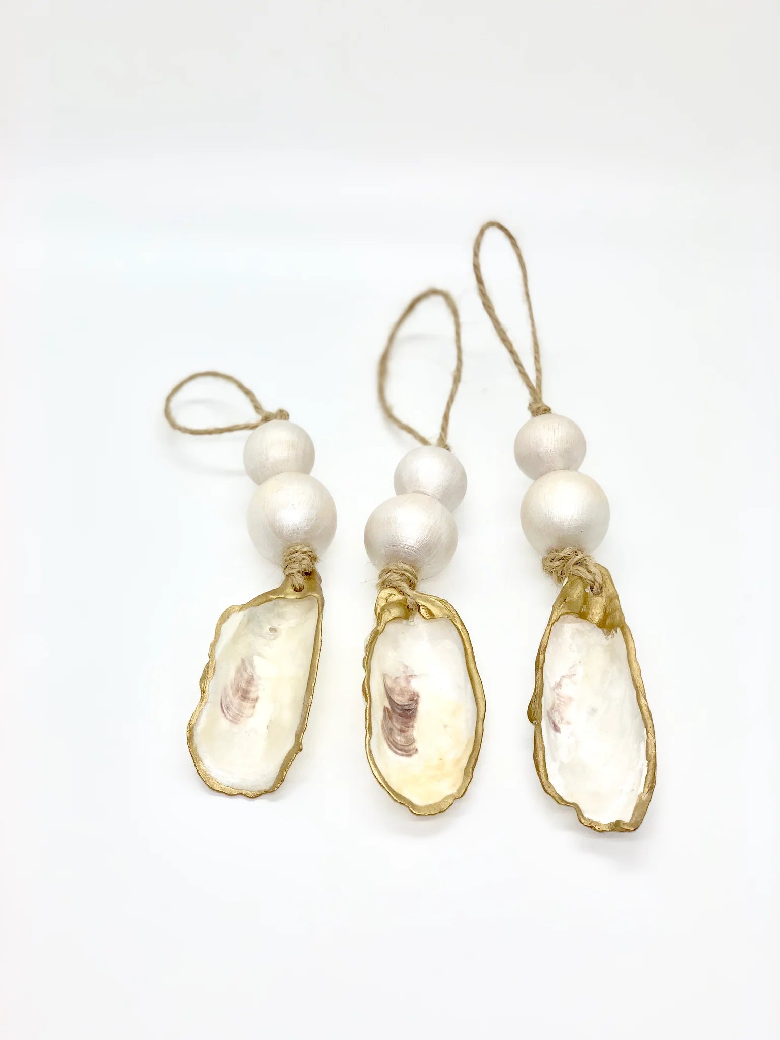 The Gilded Shell - Set of 3 Hint of Pearl Ornaments