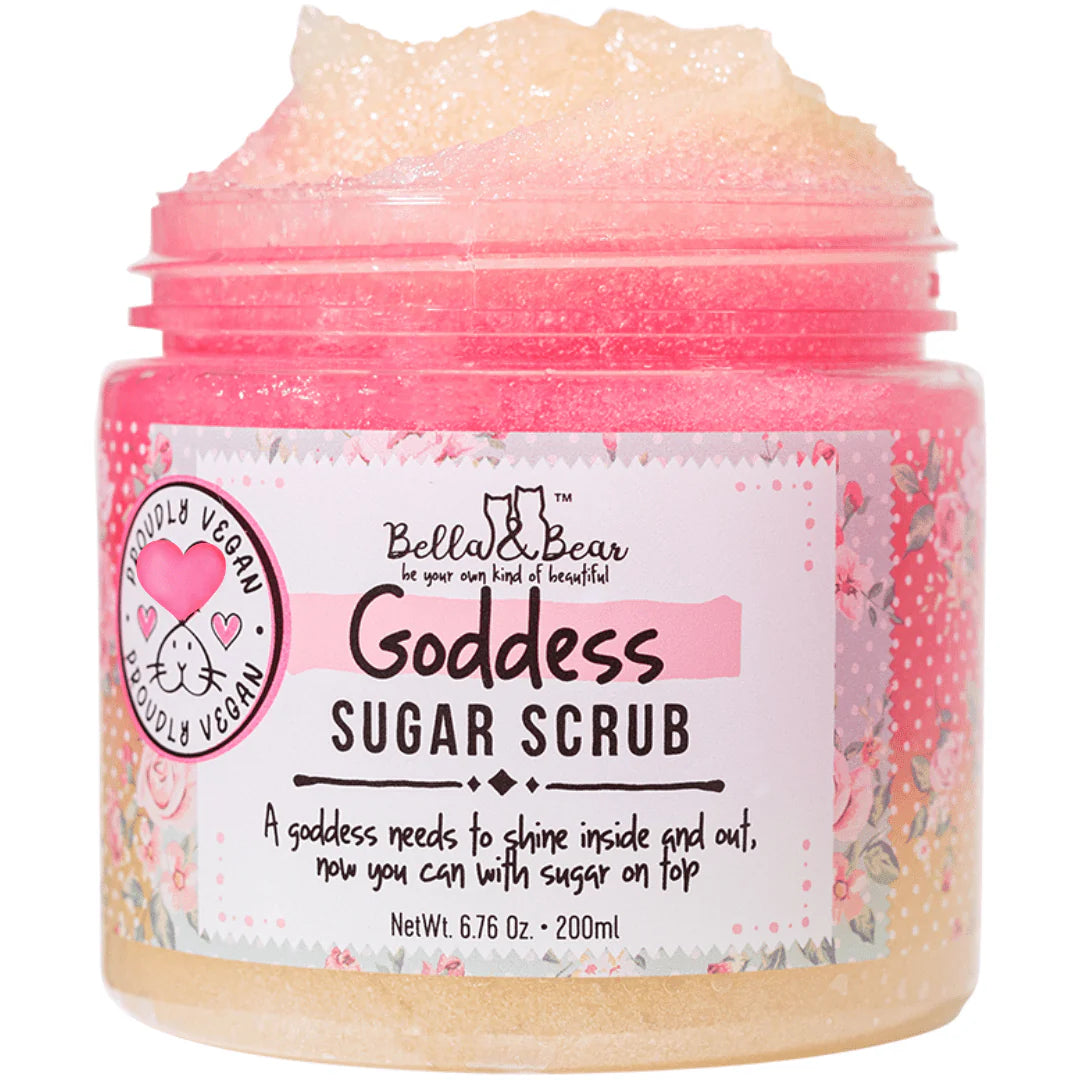 Bella & Bear - Goddess Tropical Scented 2 in 1 Foaming Shower Gel & Bubble Bath, Lip Care Set, & Moisturizing Exfoliating Body Scrub Gift Set