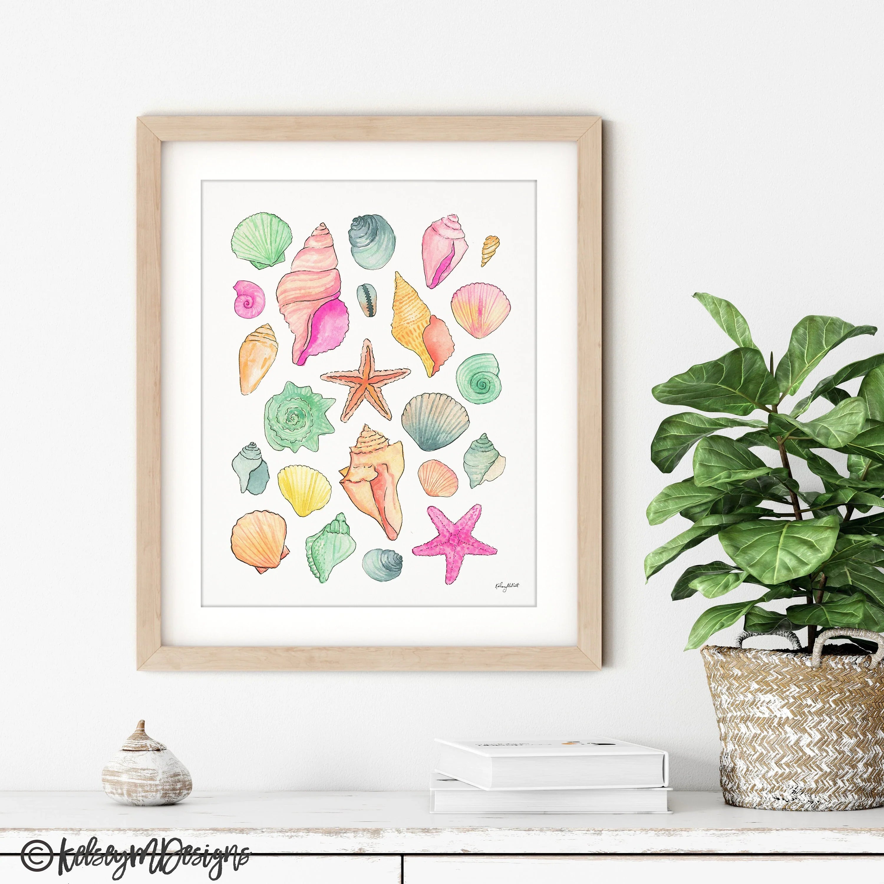 KelseyMDesigns - Seashells Wall Art - 8x10
