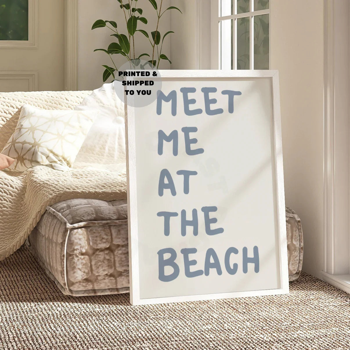 Honey Coast Print Co. - Coastal Blue Meet Me At the Beach Poster 12" x 18"