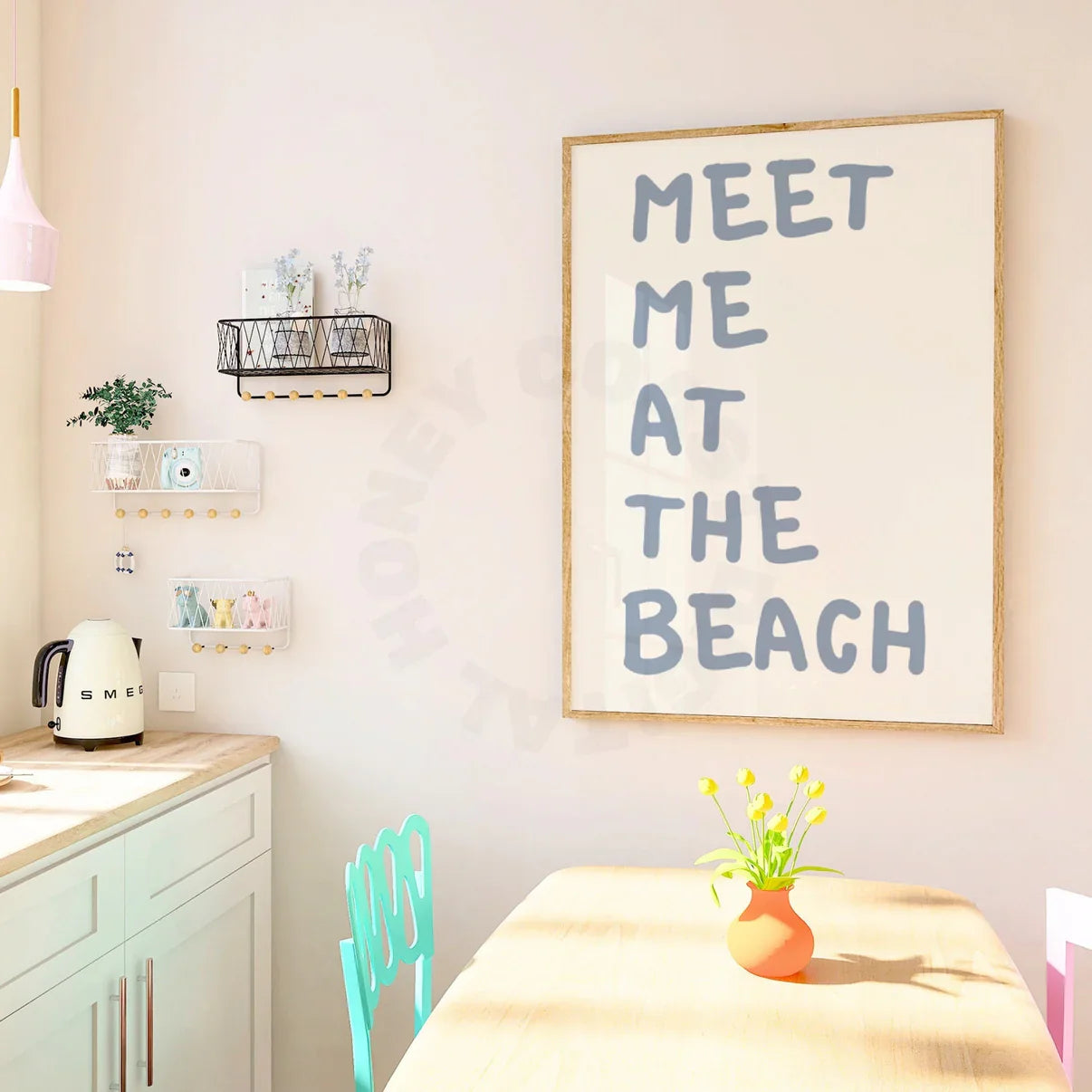Honey Coast Print Co. - Coastal Blue Meet Me At the Beach Poster 12" x 18"
