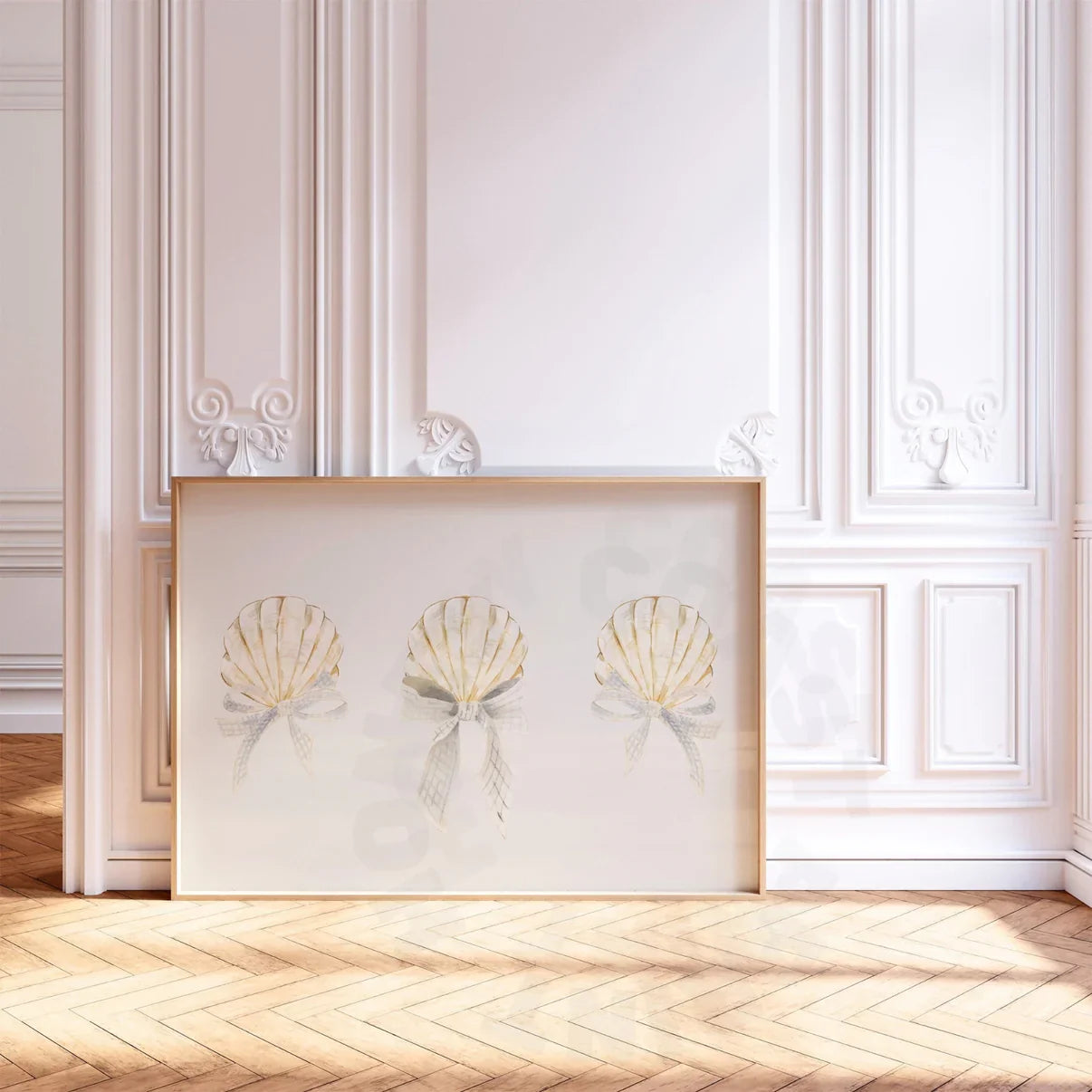 Honey Coast Print Co. - Landscape Neutral Seashells & Bows Poster 18" x 12"