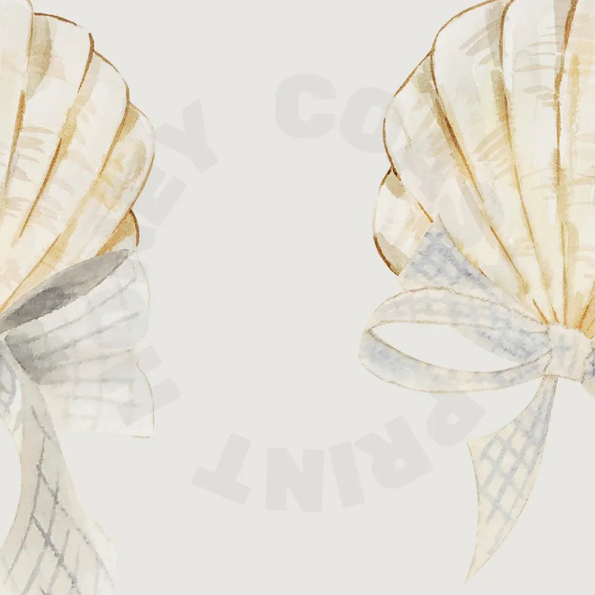 Honey Coast Print Co. - Landscape Neutral Seashells & Bows Poster 18" x 12"
