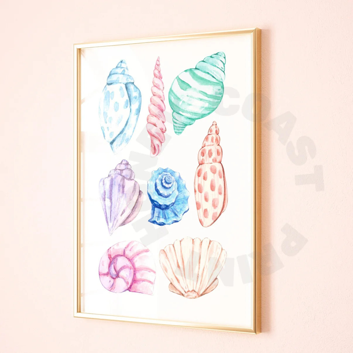 Honey Coast Print Co. - Watercolor Seashells Poster 12" x 18" (Add-On)