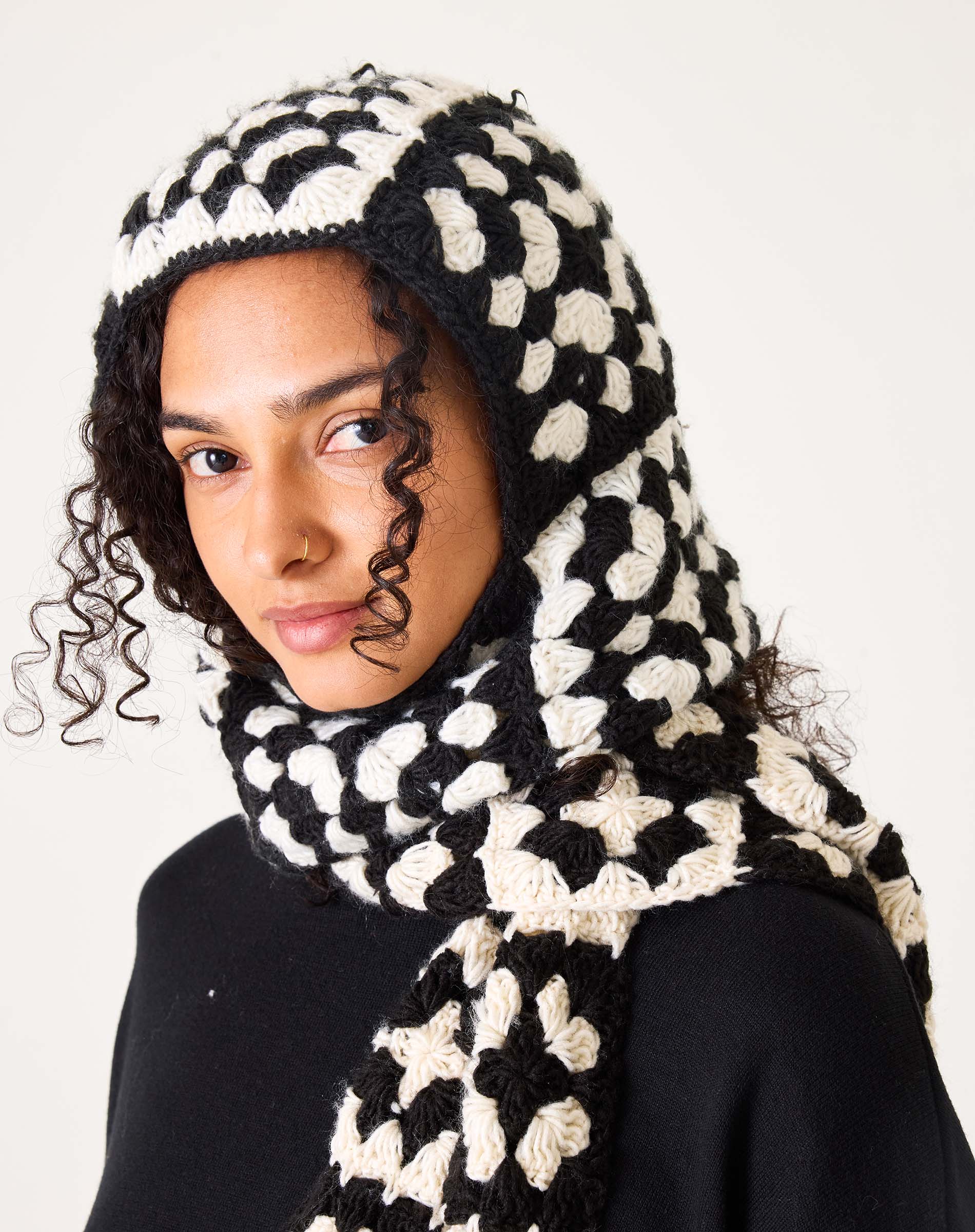 MerSea - La Paz Crochet Balaclava - Cream/Black