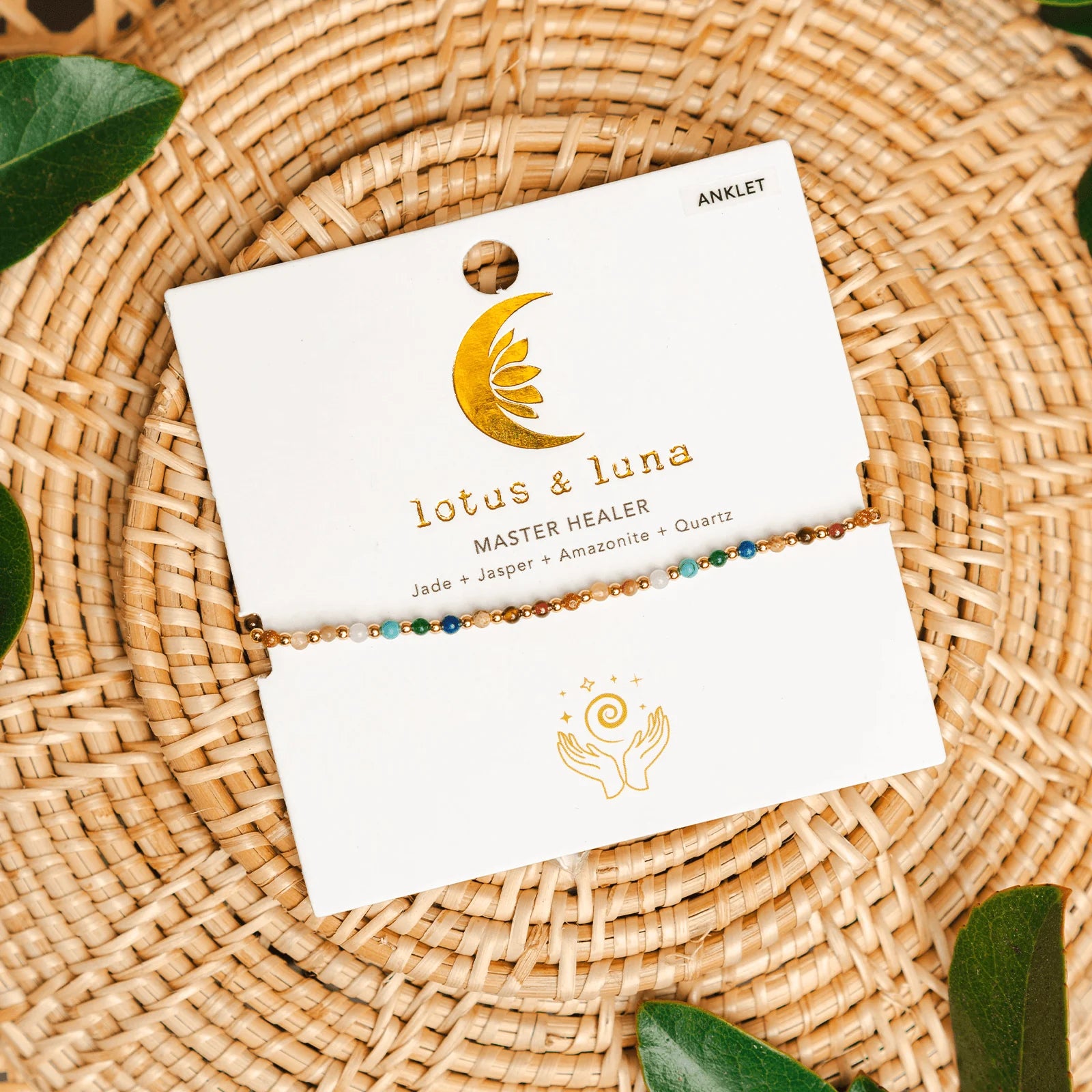 Lotus & Luna - Master Healer 2mm Metal Accent Healing Anklet