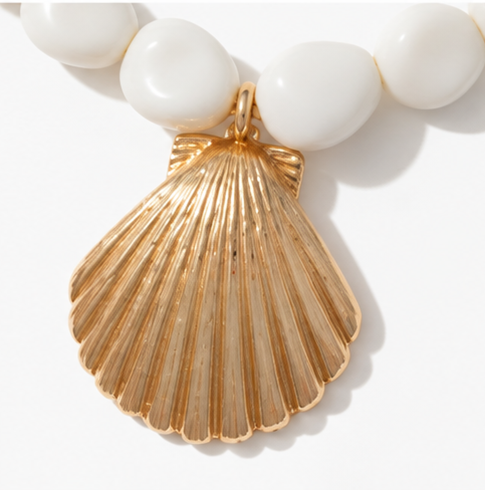 Frasier Sterling - Gold Shell Pendant Necklace