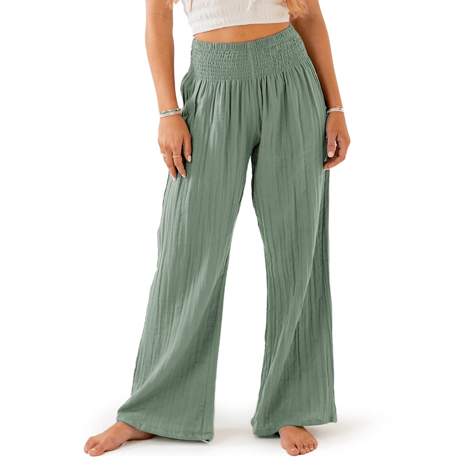Lotus and Luna - Sage Wide Leg Cotton Pants (Add-On)
