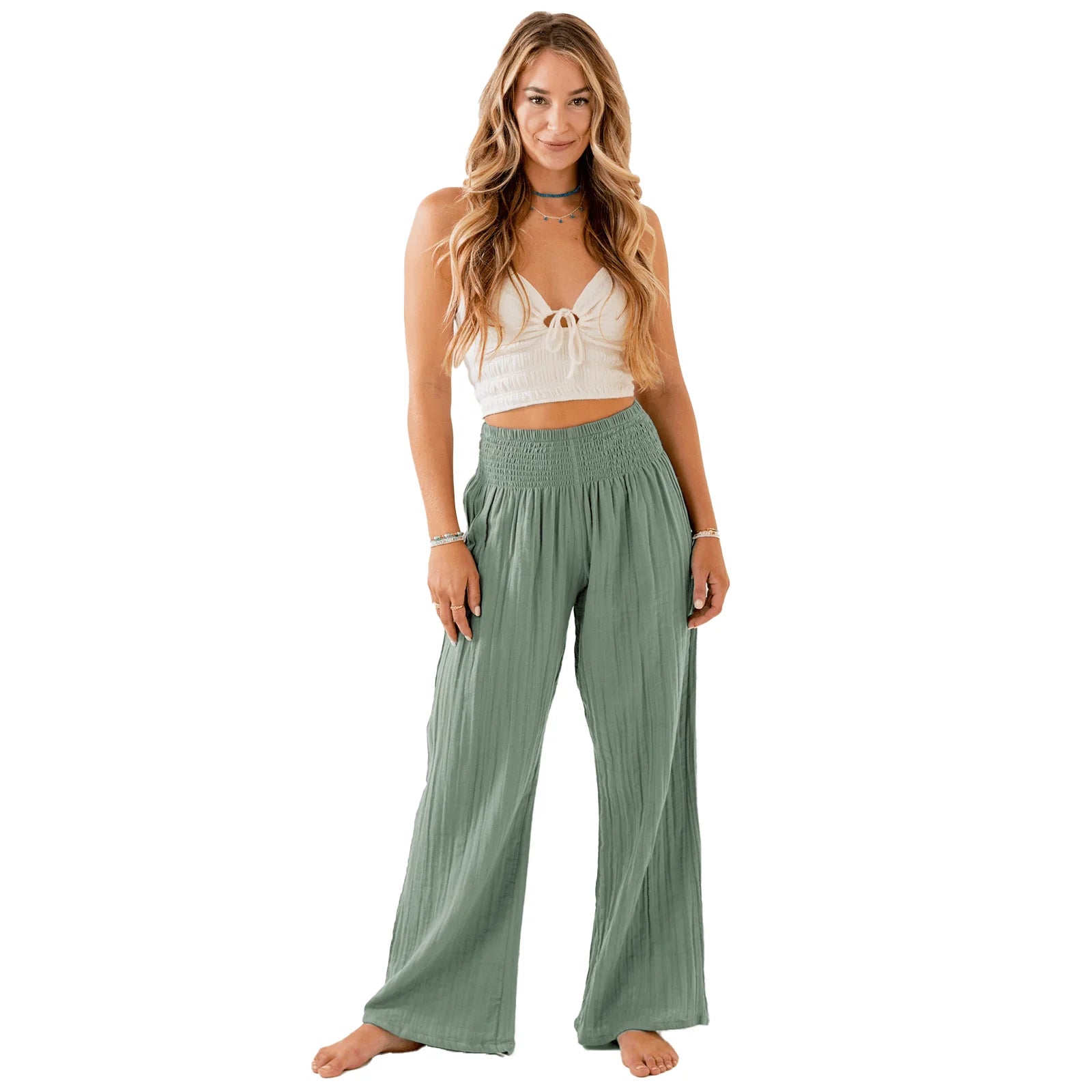 Lotus and Luna - Sage Wide Leg Cotton Pants (Add-On)