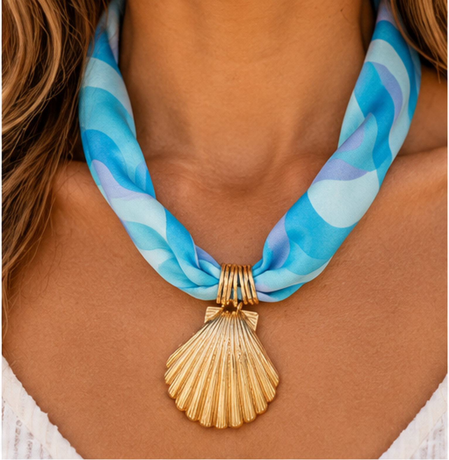 Frasier Sterling - Scarf Pendant Necklace - Blue
