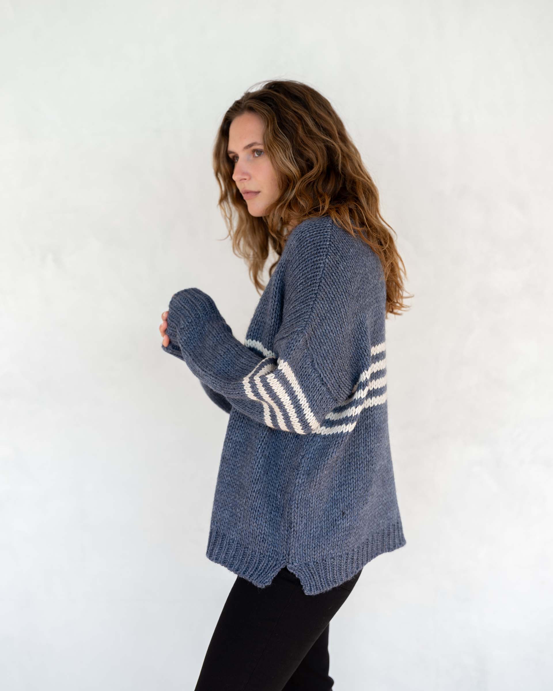 MerSea - Seacoast Stripe Crewneck Sweater -Harbor Blue Stripe (Add-On)