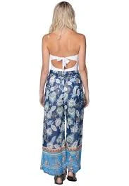 Pool To Party - Shirred Waist Beach Pant - Floral Tapestry Blue (Add-On)