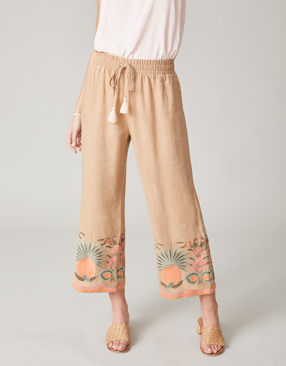 Spartina 449 - Amelia Embroidered Palazzo Pant Tannin (Add-On)