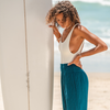 Deep Teal Wide Leg Cotton Pants