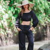 Lotus and Luna - Black Wide Leg Cotton Pants with Pockets - (Add-On)
