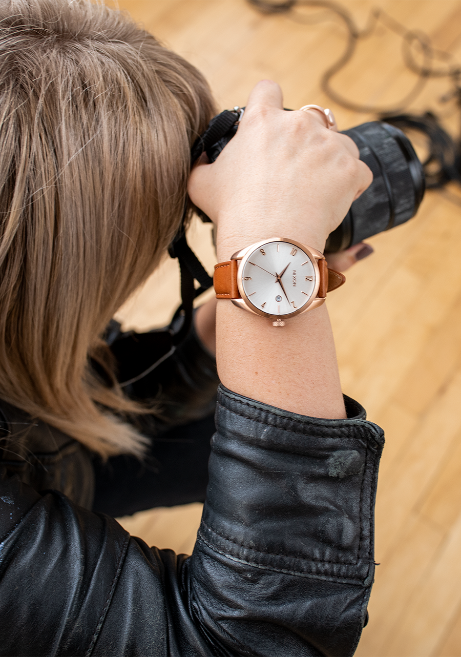 Nixon - Thalia Leather Watch - Rose Gold/White (Add-On)