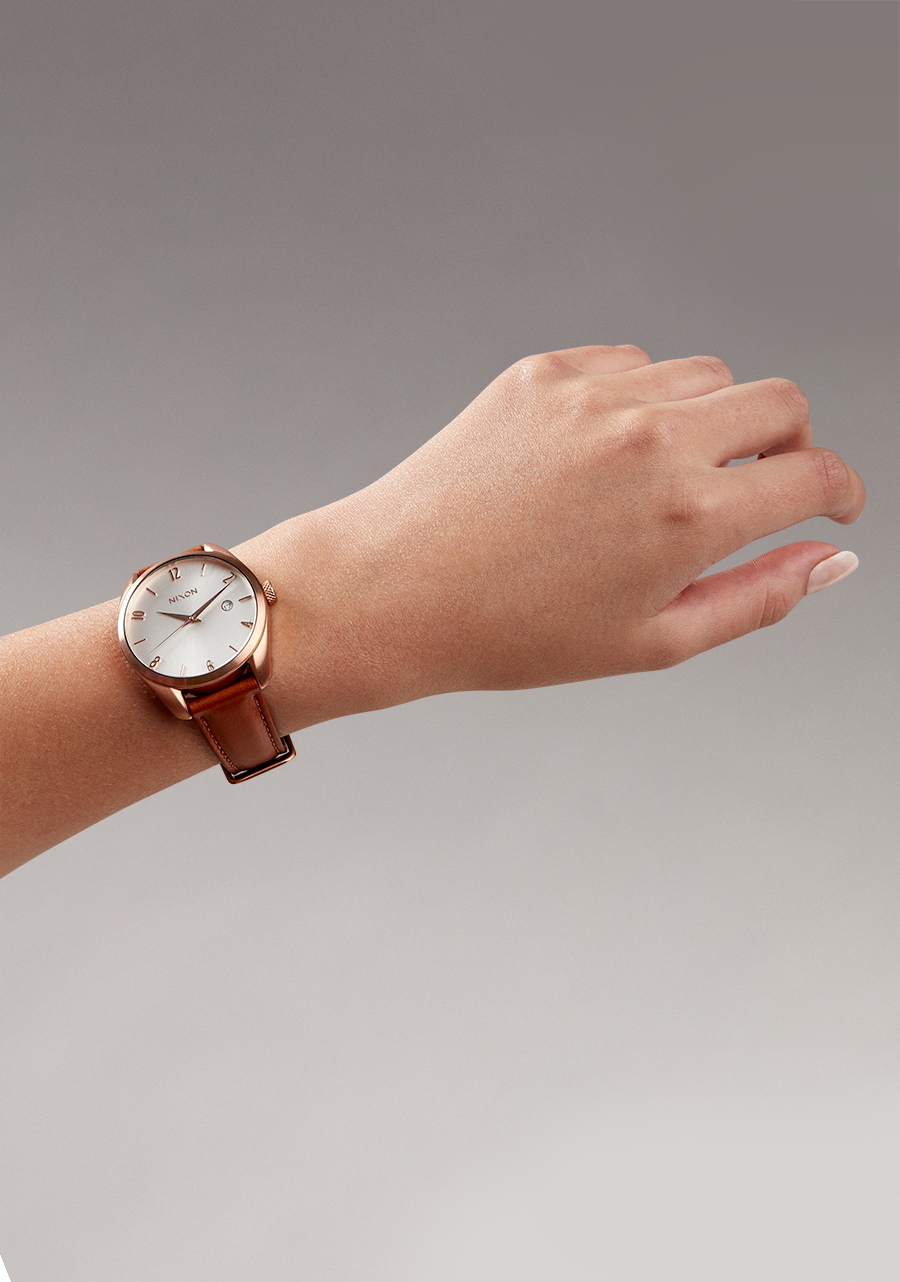 Nixon - Thalia Leather Watch - Rose Gold/White (Add-On)