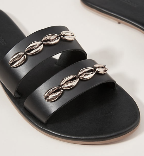 Salt + Umber - Bayside Double Banded Shell Slide - Black (Add-On)