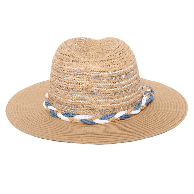 David & Young - Multi Braided Straw Panama Hat - Light Brown/Blue (Add-On)