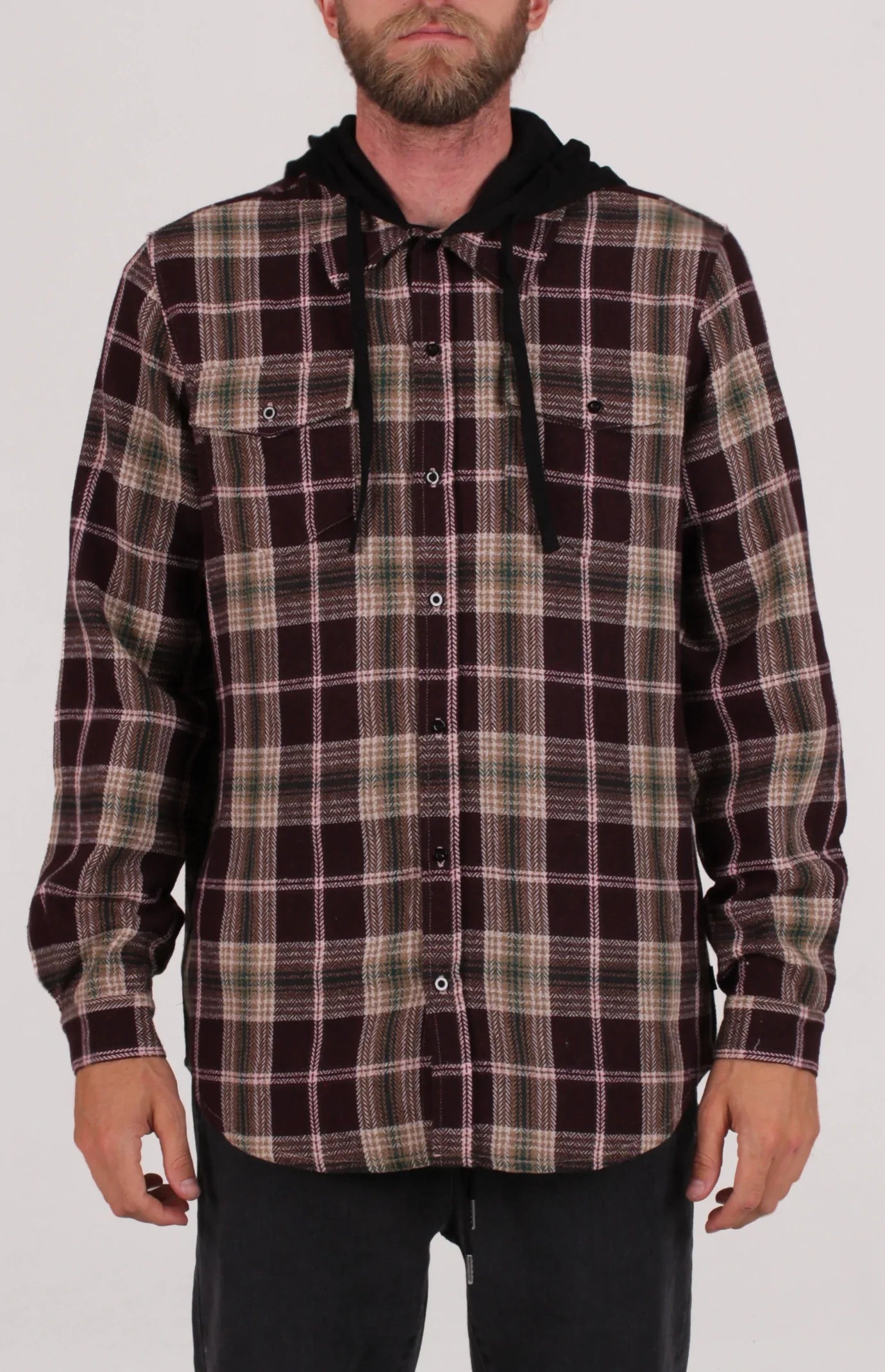 Lira - Mellen Hooded Flannel - Burgundy (Add-On)