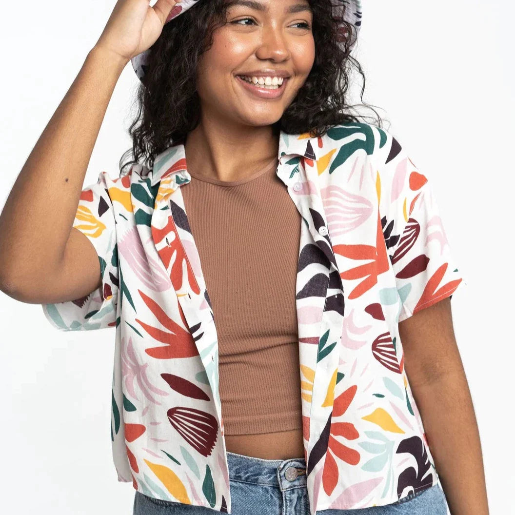Gyal Bashy - Ridley EcoVero™ Viscose Printed Camp Shirt - Groovy Palms - (Add-On)
